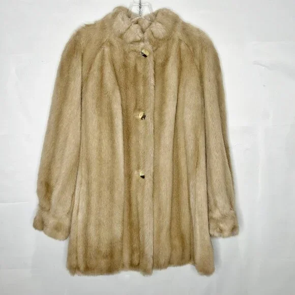Vtg Adolph Schuman for Lilli Ann Woman’s Coat Light Brown Faux Mink Fur English - Picture 1 of 15